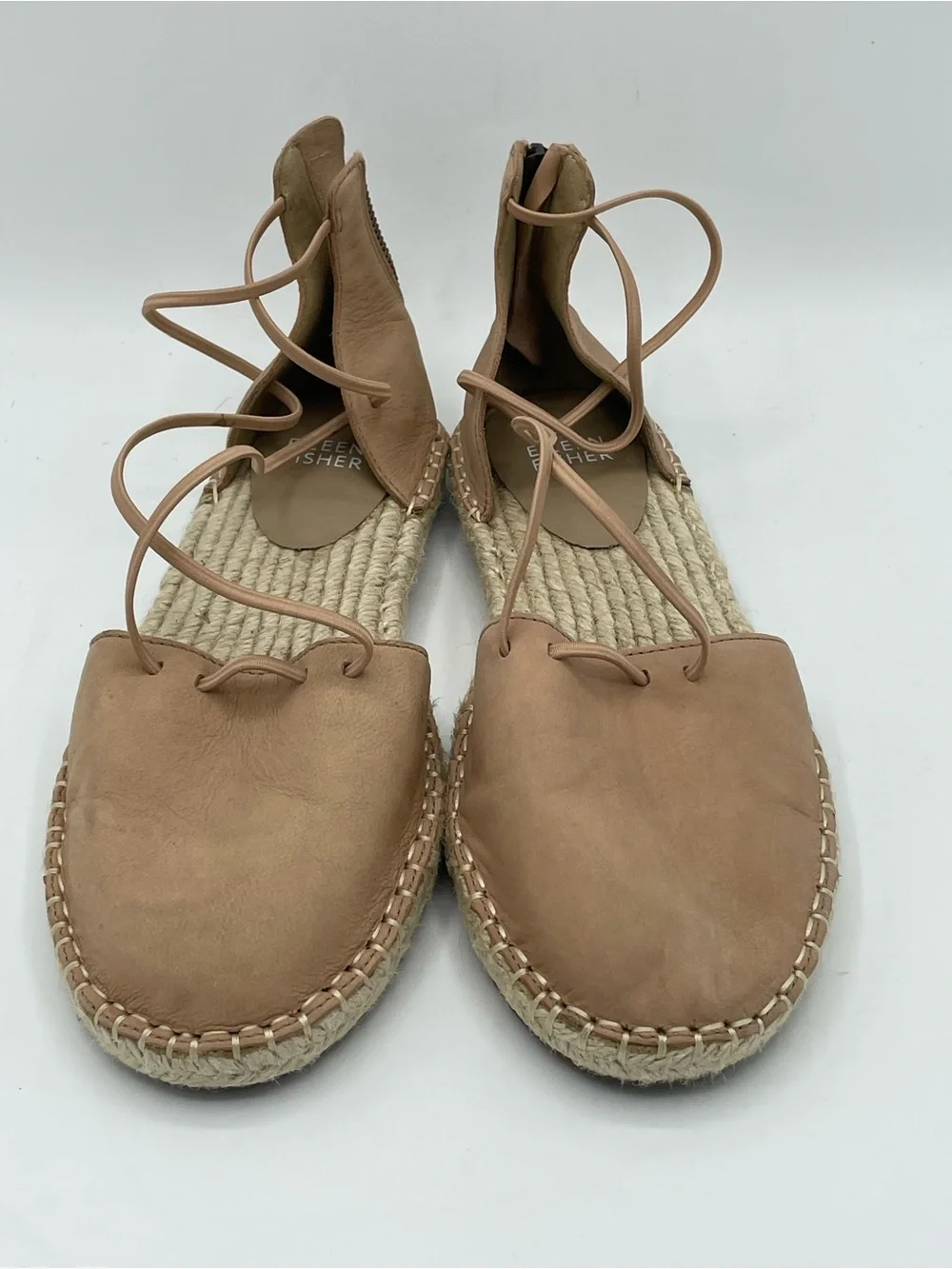 Eileen Fisher Blush Pink Suede Espadrille Slingback Sandals.